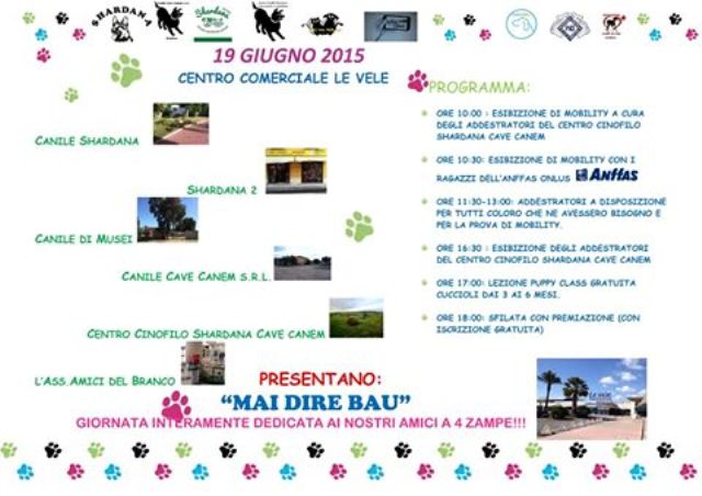 UNA SETTIMANA DEDICATA AL MONDO DEL CANI, ANCHE NOI, INSIEME AL CANILE SHARDANA, CANILE DI MUSEI E L' ASSOCIAZIONE AMICI DEL BRANCO...ABBIAMO PARTECIPATO A UNA GIORNATA... CON I NOSTRI BANCHETTI, TANTI CUCCIOLI IN ADOZIONE, MOBILITY, I NOSTRI AMICI DELL' ASSOCIAZIONE ANFFAS ONLUS, E A FINIRE CON UNA BELLISSIME SFILATA.